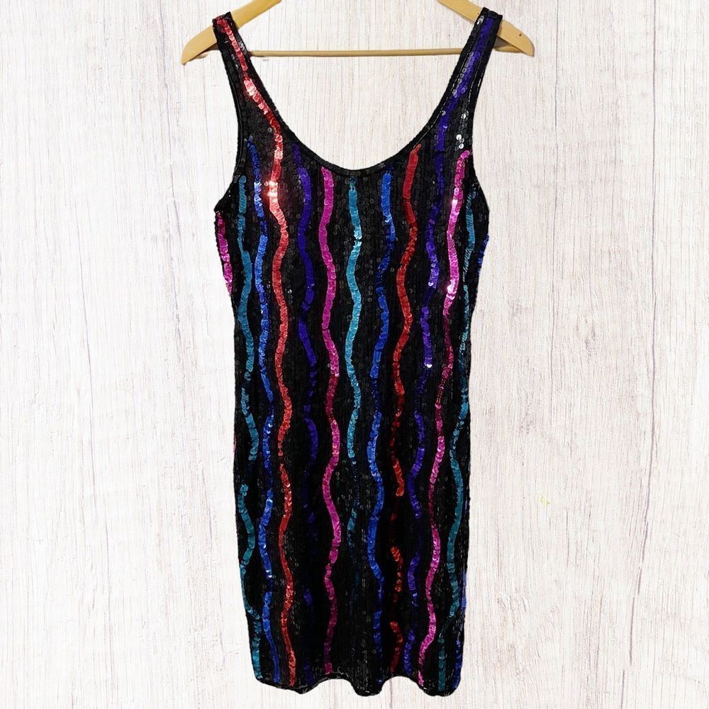 Vintage 90’s Modi 100% Silk Sequin Mini Dress